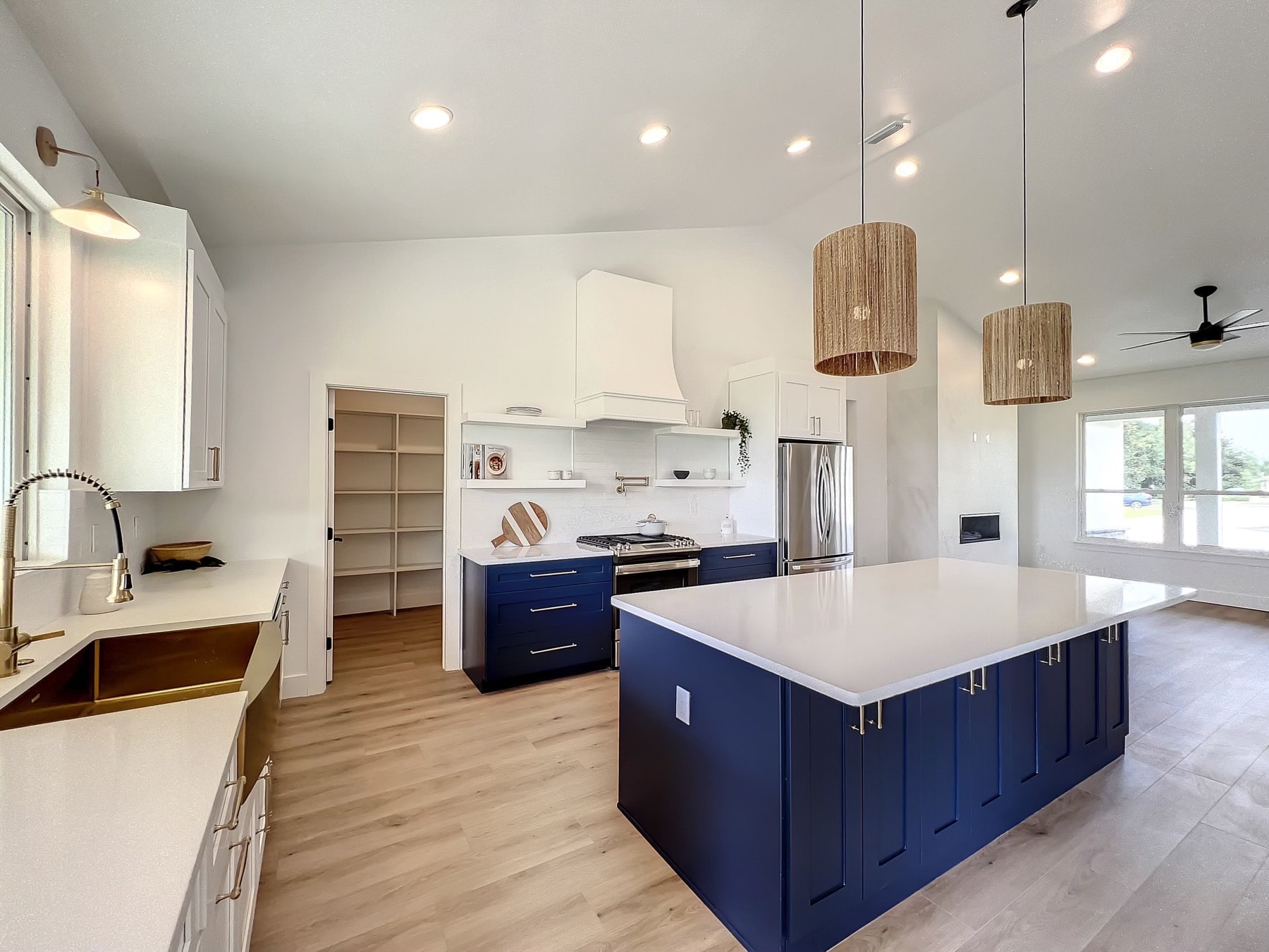 Bright white modern kitchen with clean lines